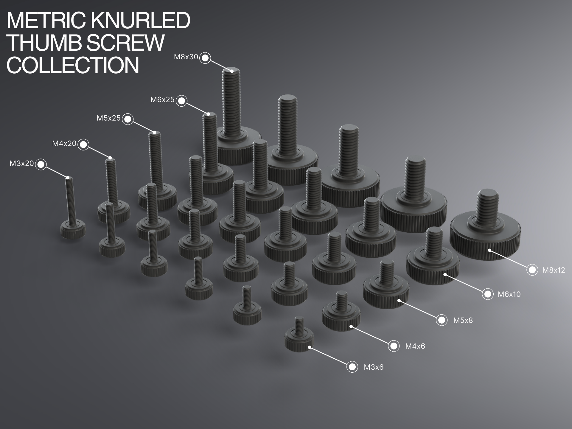 Metric Knurled Thumb Screw Collection M3-M8