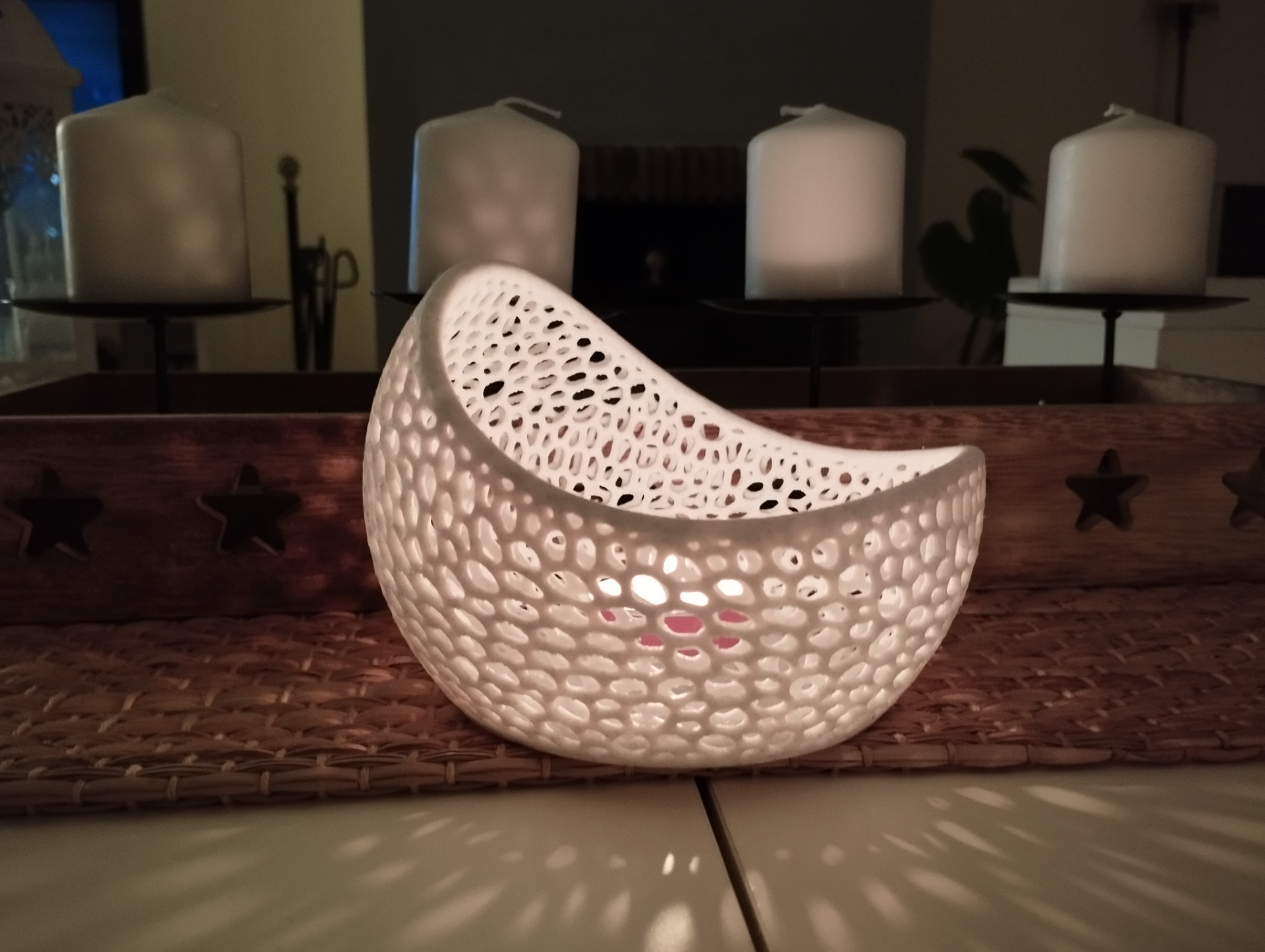 tea light candle holder voronoi, portavelas