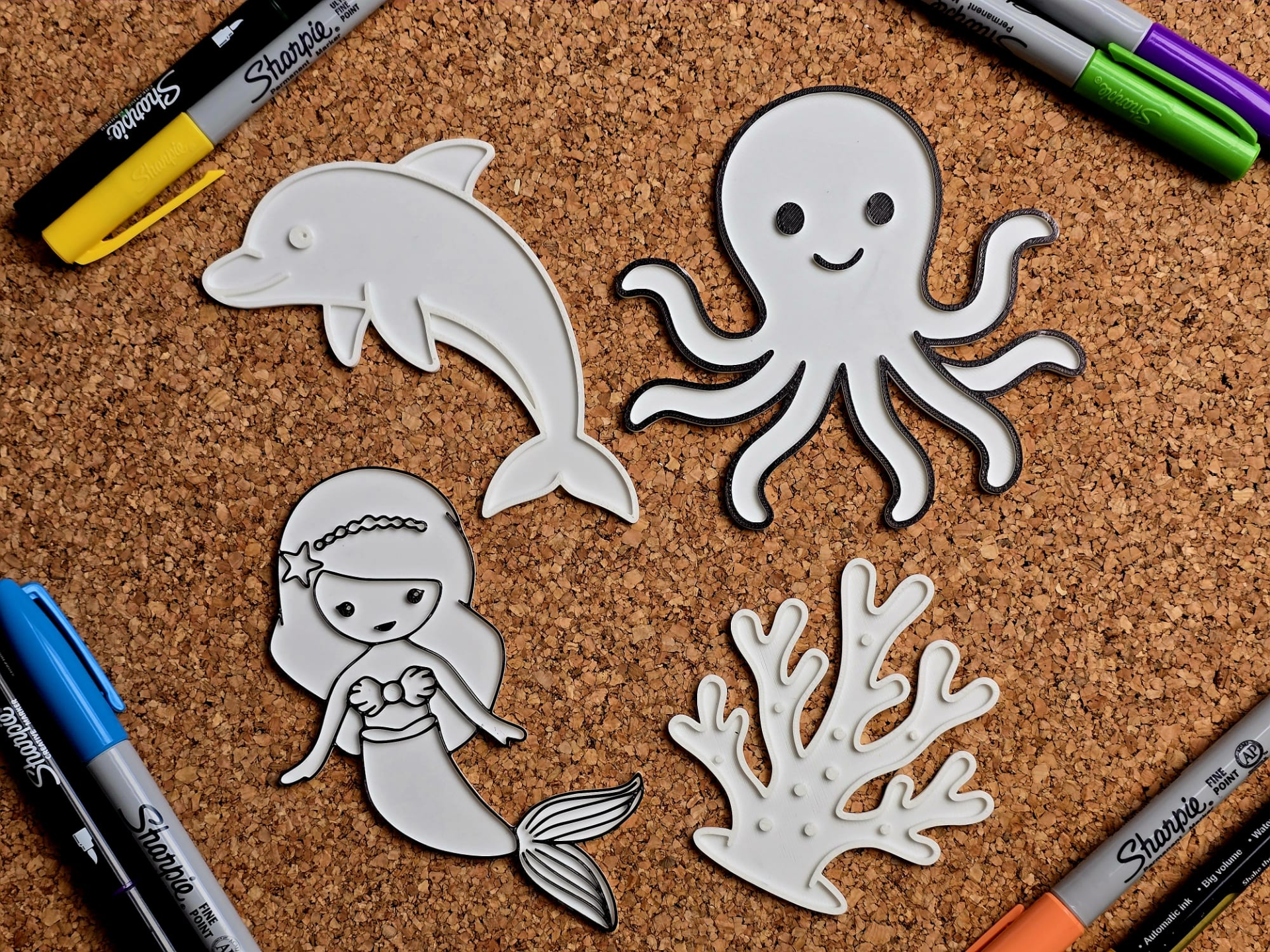 Mermaid Coral Octopus Dolphin Coloring