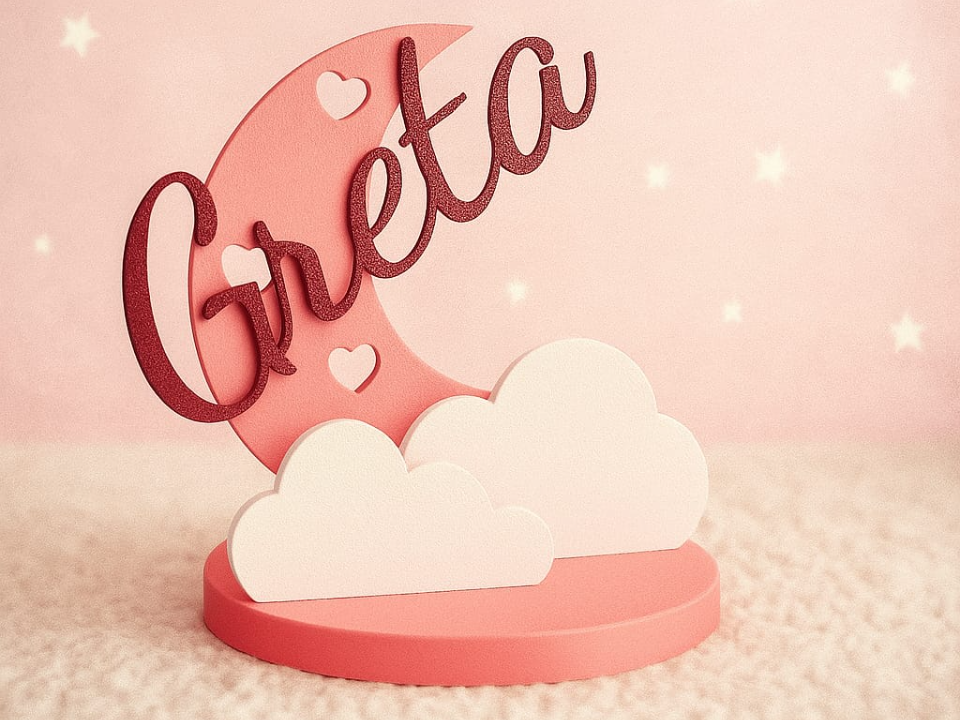 Luna e cuori con nome