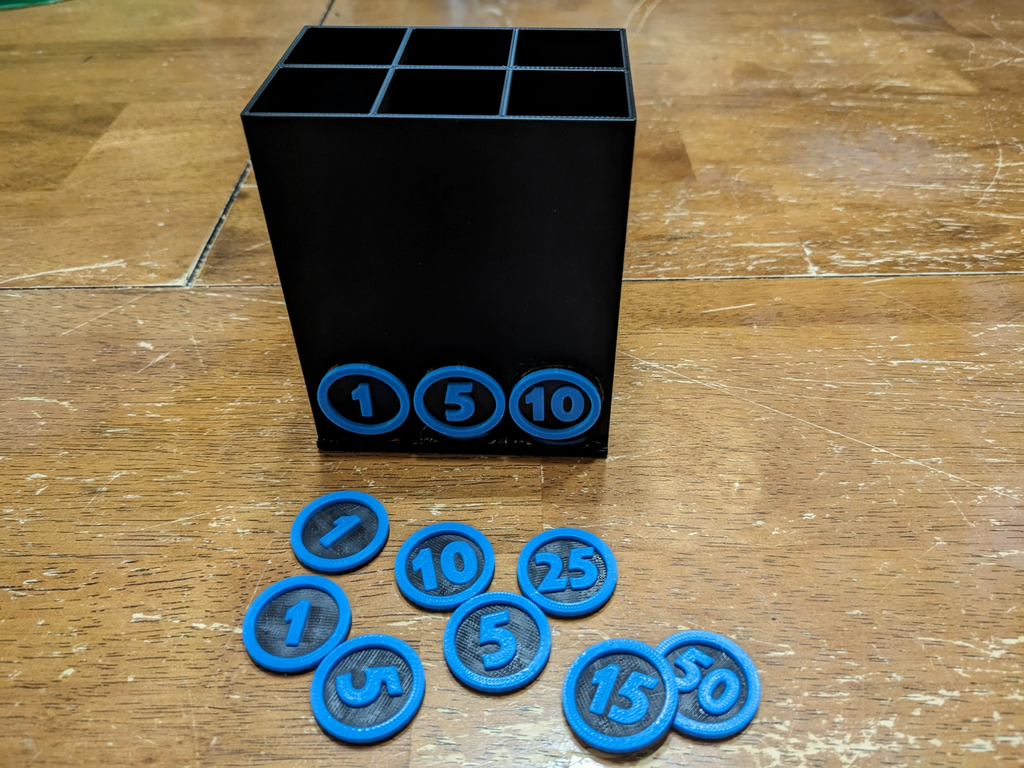 Numbered Tokens 1, 5, 10, 15, 25, 59 (Generic card/ board game/ kids tokens/ screen time)