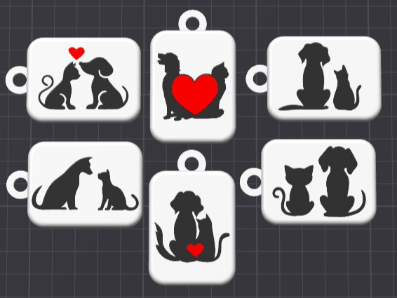 cats+dogs silhouette keychains free commercial