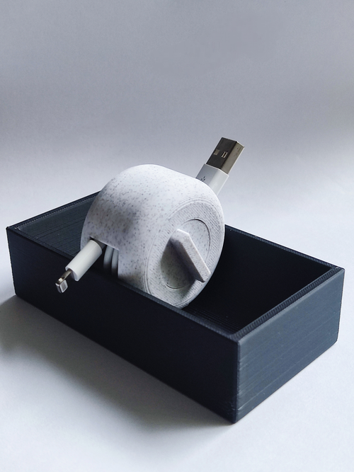 "Cable puck tray" for print-in-place cable management cable pucks by "Everydecentnameistaken"