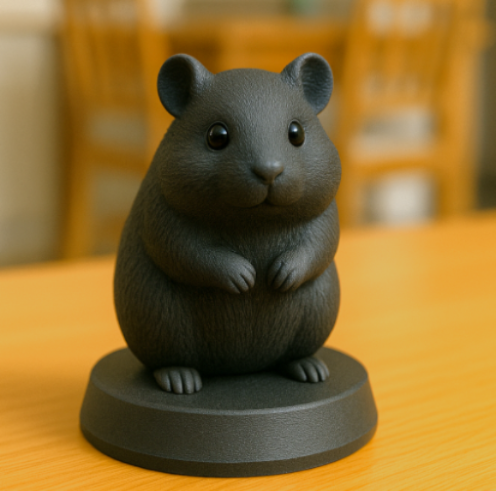 Cute Modern Hamster Figurine on Pedestal