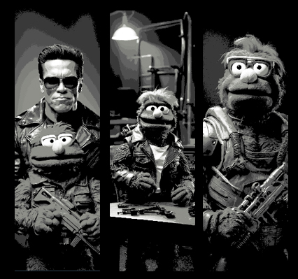 A Fun Set of 3 Bookmarks - The Terminator Muppet! Here to Save Kermit Conner and the World
