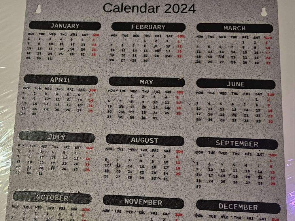 Customizable parametric calendar