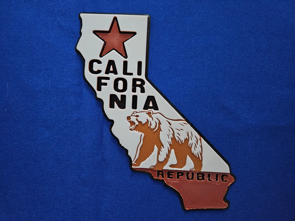 California Map Cali Bear CA Star Wall Plaque