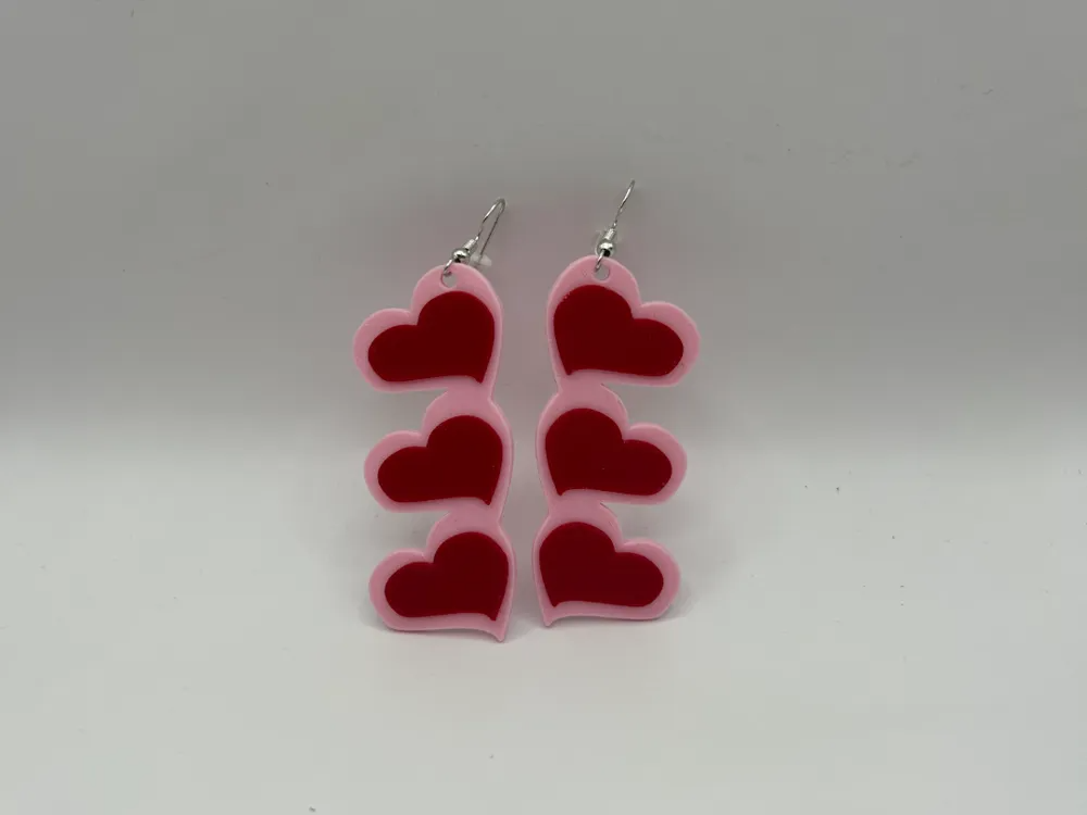 Triple Raised Heart Earrings