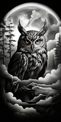 HUEFORGE - Owl in the Night Black and White