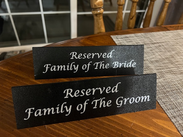 Wedding Reserved Table Signs - Bride and Groom