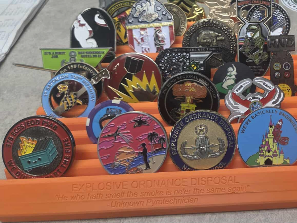 EOD themed Military Challenge Coin rack/holder