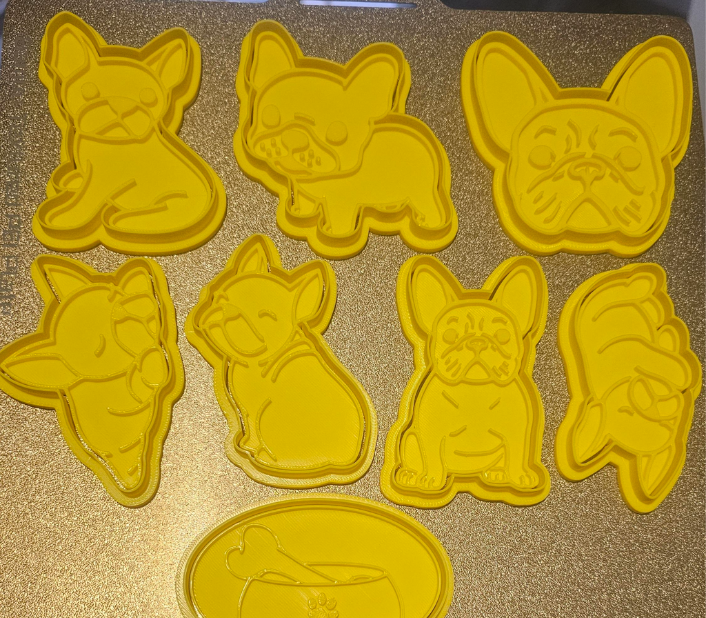 french bulldog cookie cutter and stamp set of 8