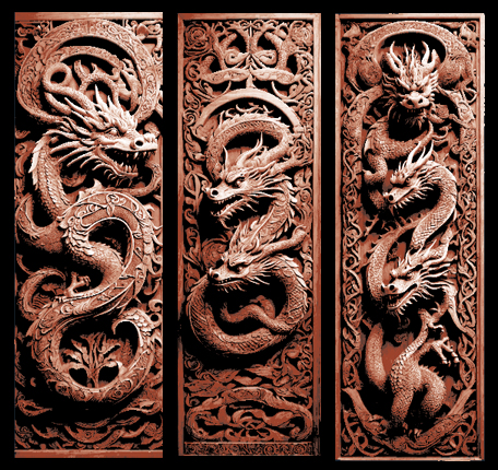 Set of 3 Bookmarks - Viking Nordic Knotwork Carving in wood of Dragons