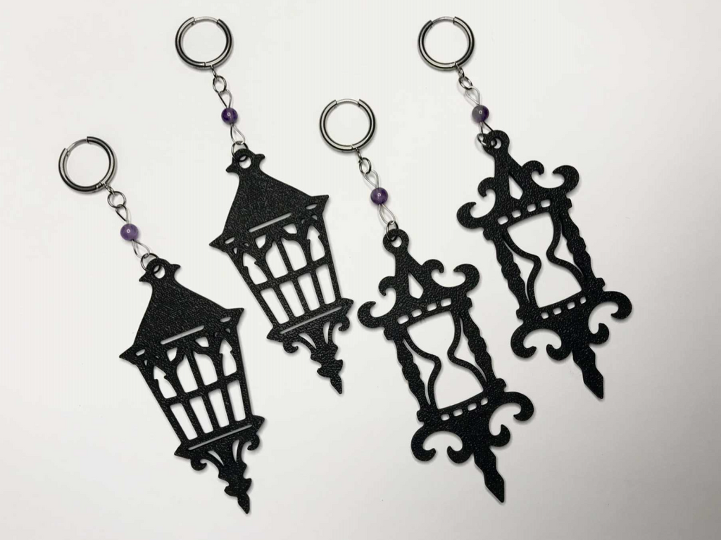 Goth Hourglass and Lantern Earrings COMMERCIAL USE