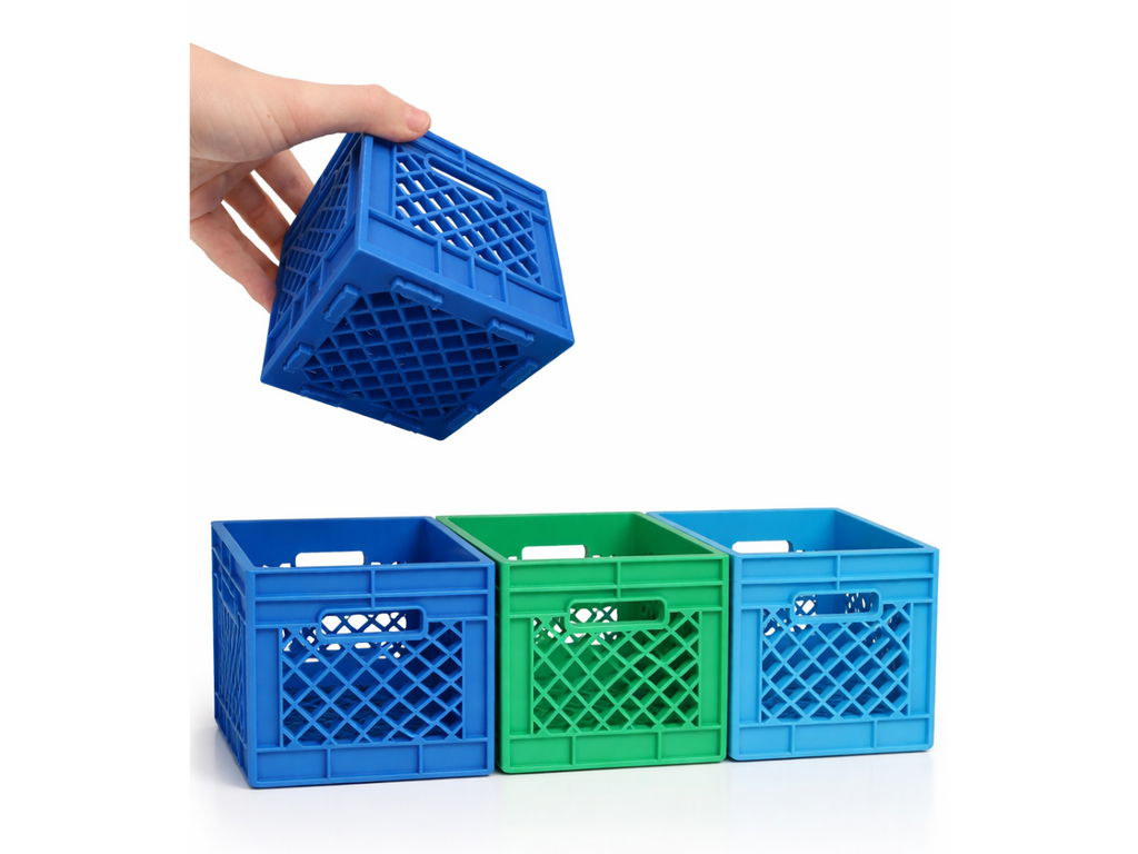 Stackable Milk Crates with Print in Place Pegs