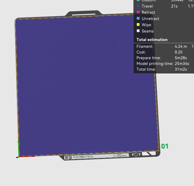 Full Size A1 First Layer Adhesion/Levelling Test