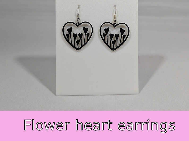 Flower heart earrings
