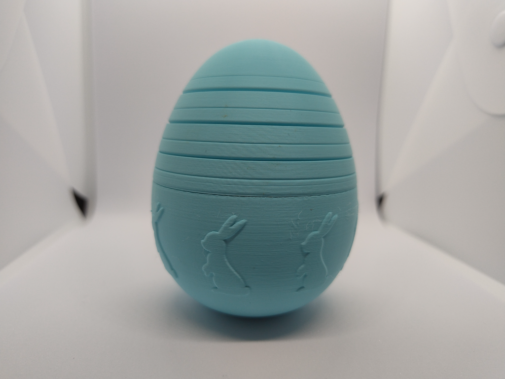 Easter Egg Open with rabbit decor