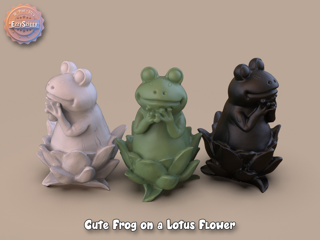 Cute Frog on a Lotus Flower