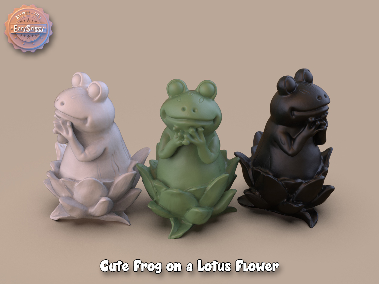 Cute Frog on a Lotus Flower