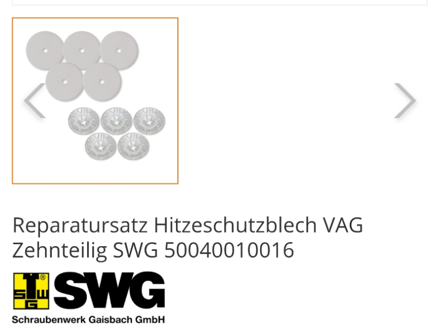 Reparatursatz Hitzeschutzblech VAG