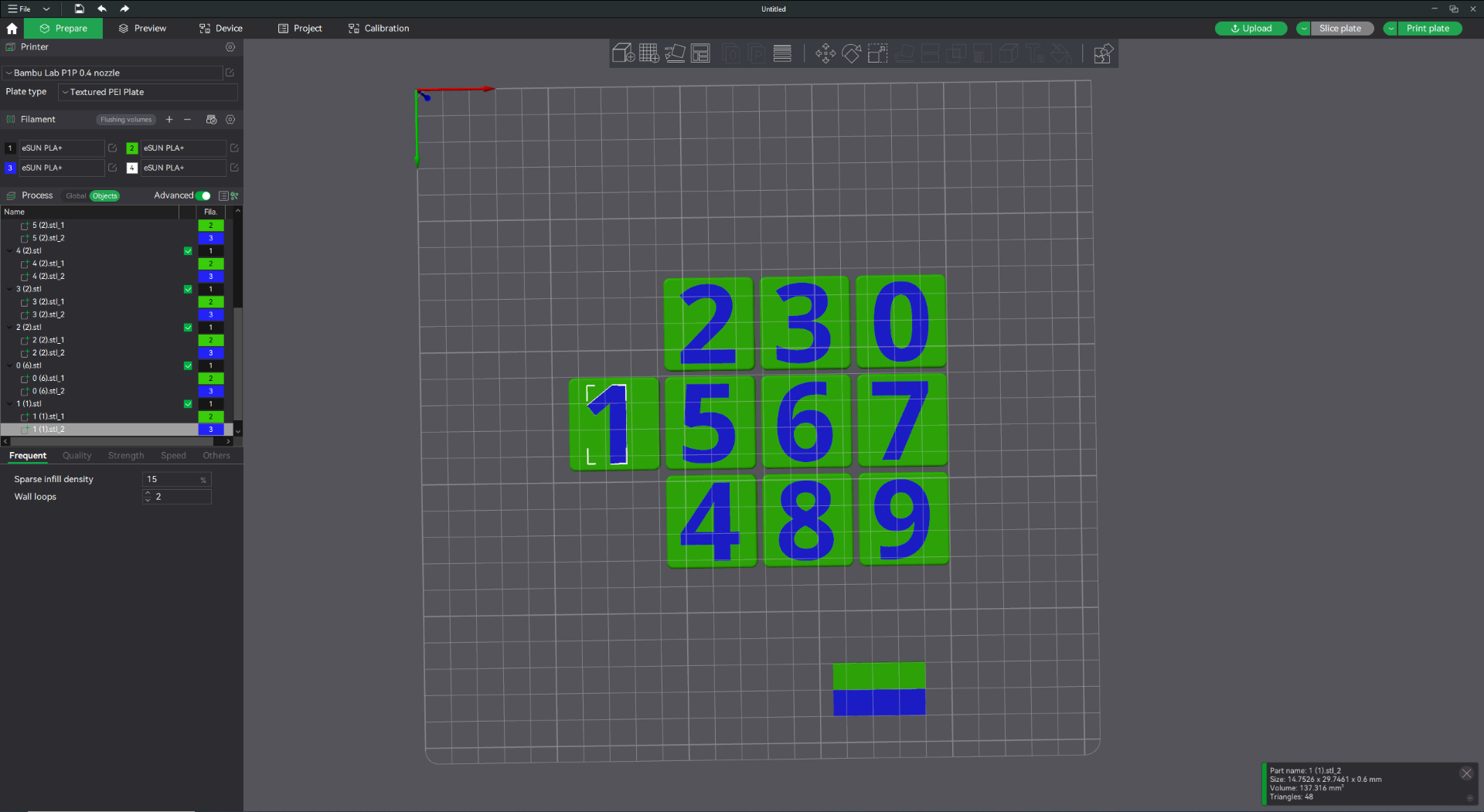 Number tiles with hole for magnet
