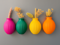 Set of 4 Mini Magnetic Vases – Ribbed Design