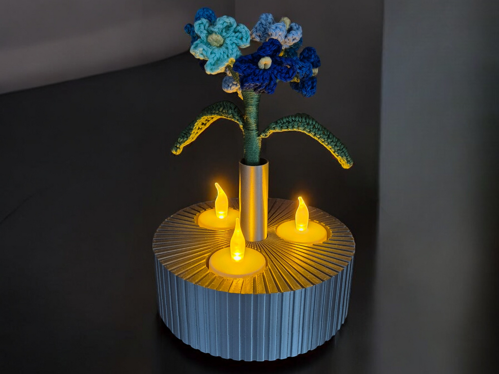 Three-Light Candle Holder with small vase