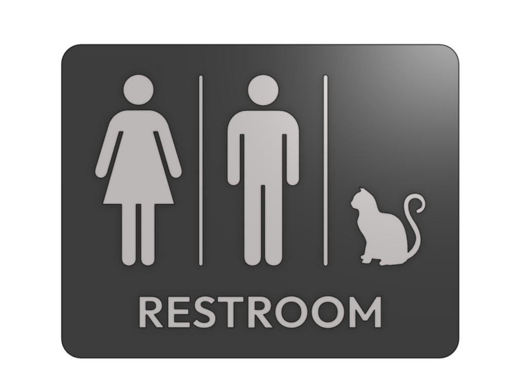 People and cats bathroom sign