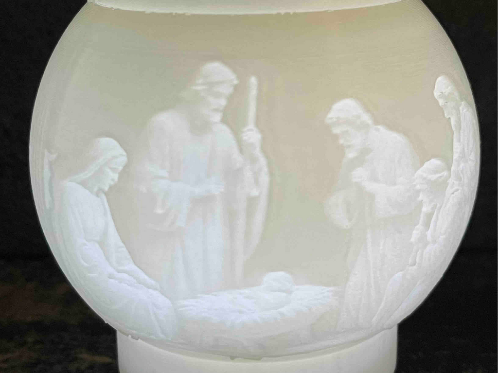 Lighted Nativity Lithophane Christmas Ornament