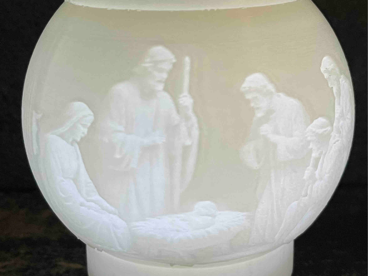 Lighted Nativity Lithophane Christmas Ornament