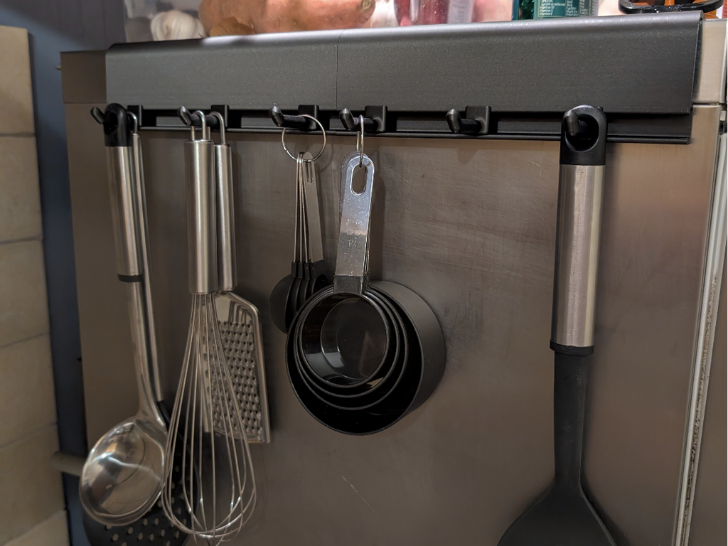 Kitchen Utensil Rack and Adjustable Hooks
