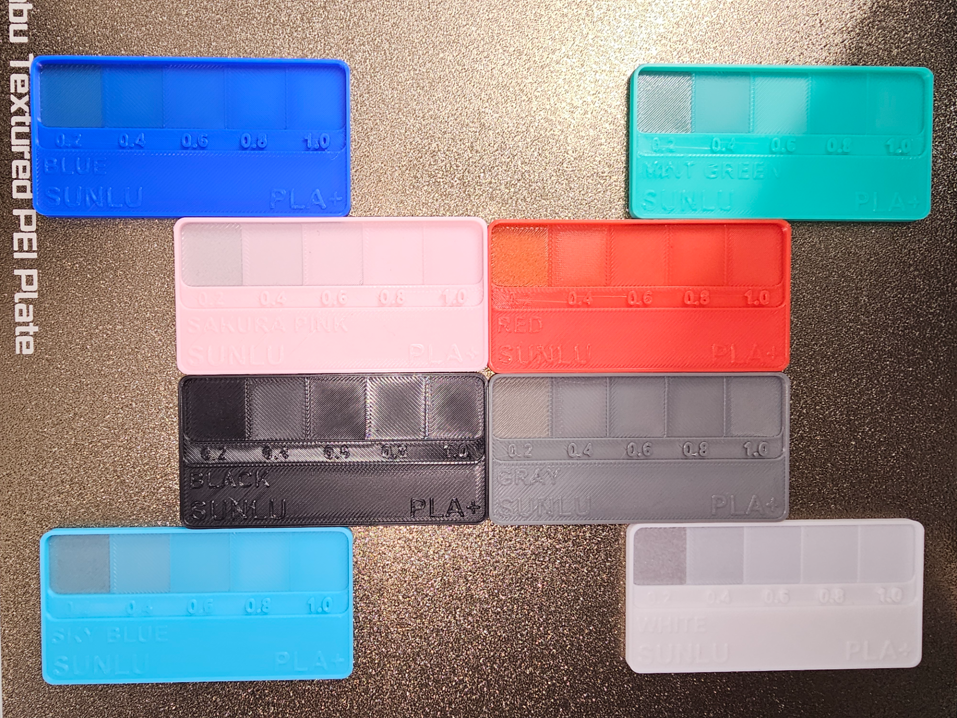 SUNLU Filament Swatches