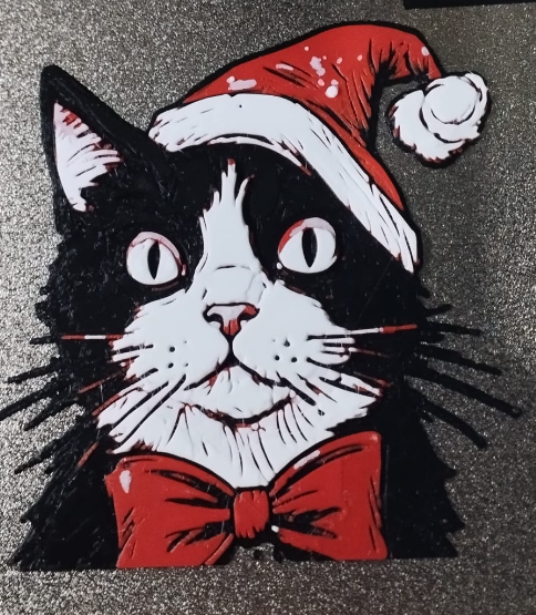 Hueforge Cat with christmas hat AMS ready