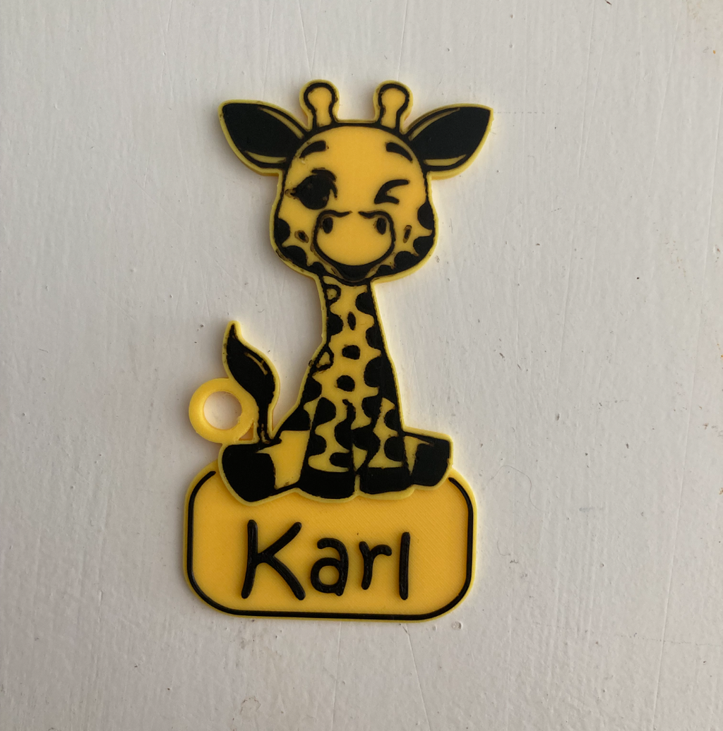 Giraffe name tag keychain