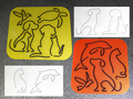 One Line Art animals stencil set
