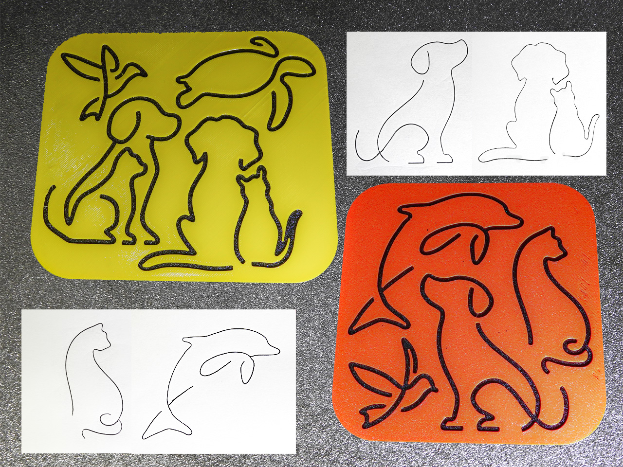 One Line Art animals stencil set