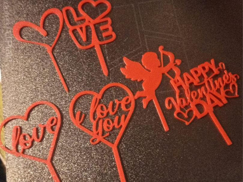 Valentine cake topper for cupcake or bento cake