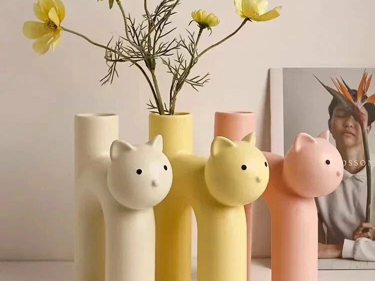 Cat Vase and Panda Vase