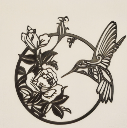 Wall Art- humming bird with flowers and bees