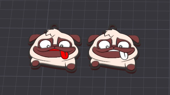 cute animal, doug the pug multicolor keychain / necklace charm (free for commercial use)