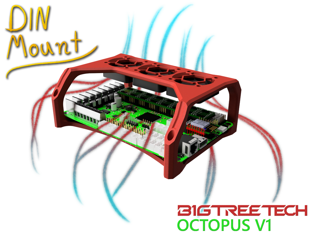 Octopus Cooling & Mount Din Mount BigTreeTech
