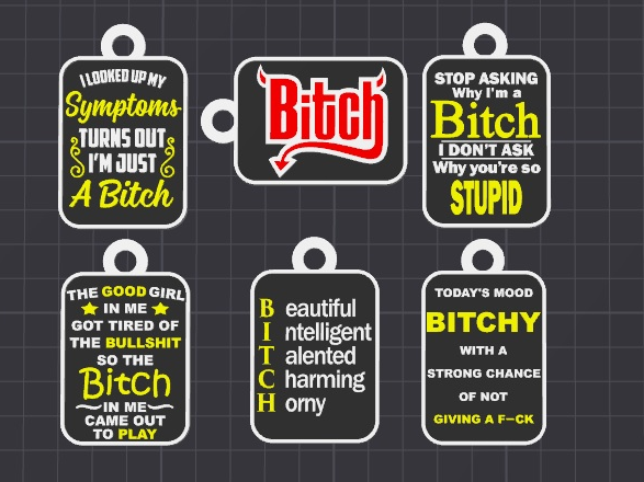 b-tch set fun keychains / charms (free commercial)