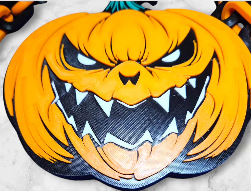 Halloween Jacko Killer Pumpkin Emblem Chain Link