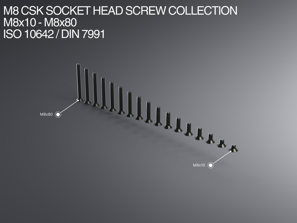 M8 CSK Socket Head Screw Collection M8x10-M8x80