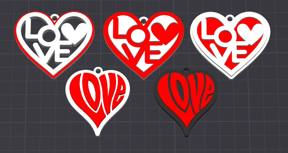5 love hearts , valentines keychains / necklace charm (free for commercial use)
