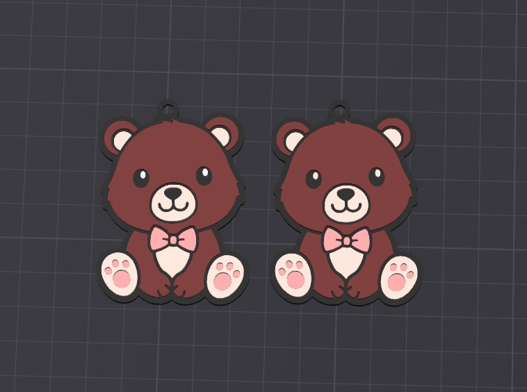 cute animal , clare the bear multicolor keychain \ necklace charm (free for commercial use)