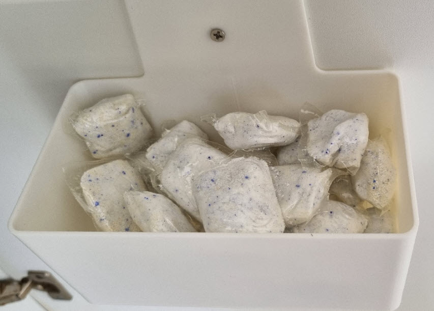 Dishwasher Tablet Box with holes for screws