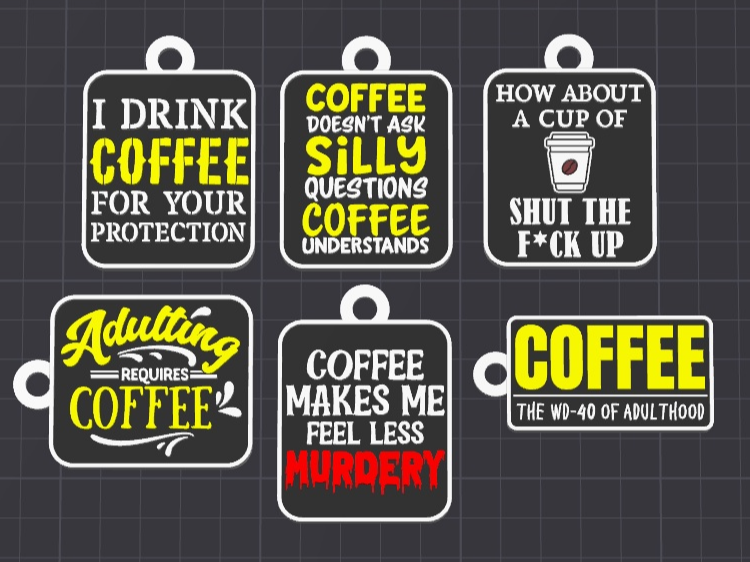 coffee set 2 keychains / charms (free commercial)