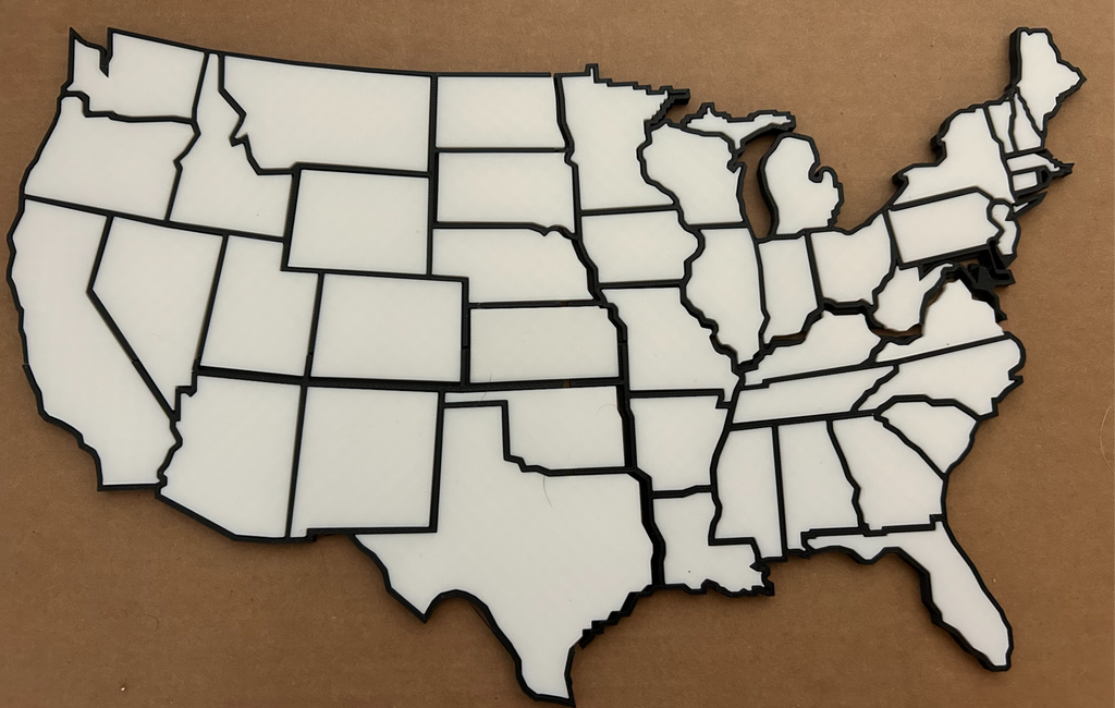 USA Frame Map w Individual Pieces, States Traveled